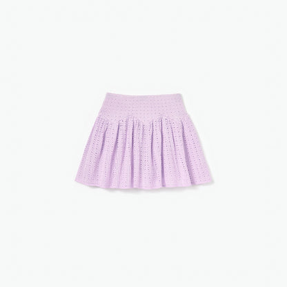 Pink Pointelle Ribbed Knit Skirt