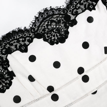 White Polka Dot Linen Midi Dress
