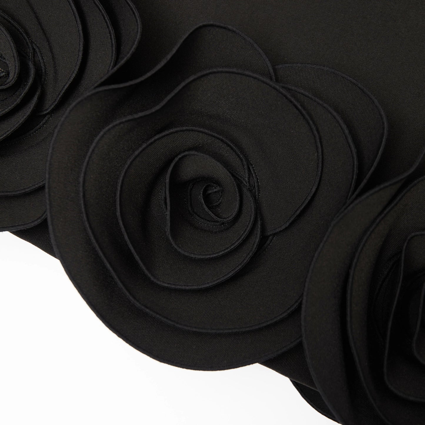Black Crepe 3D Flower Mini Dress