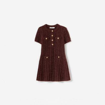 Brown Alpaca Knit Dress