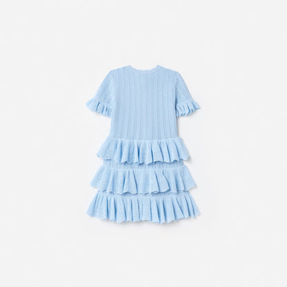 Blue Tiered Knit Dress