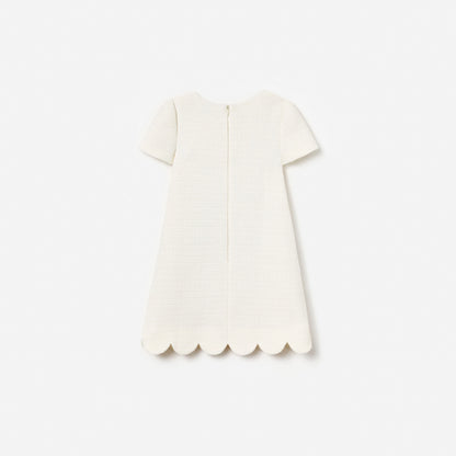 Cream Boucle Lace Bib Dress