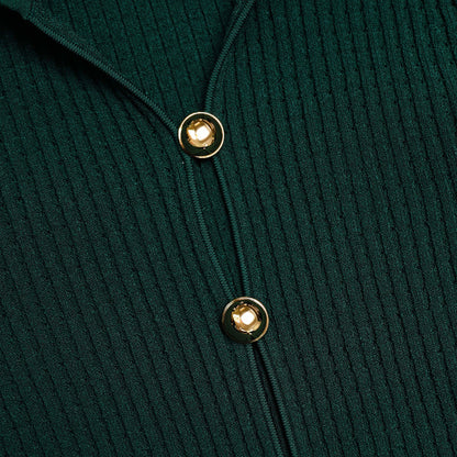 Green Keyhole Knit Midi Dress