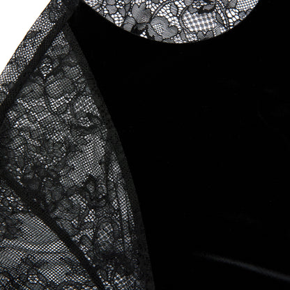 Black Velvet Lace Maxi Dress