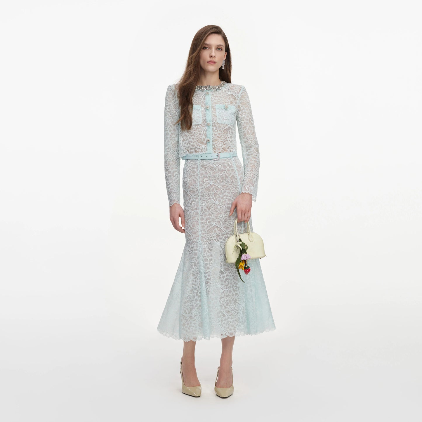 Mint Lace Midi Skirt