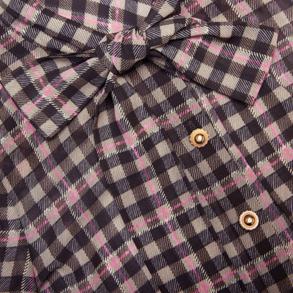 Brown Check Chiffon Blouse